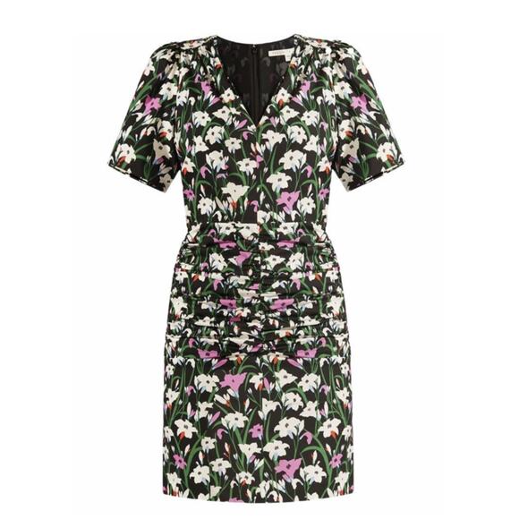 Veronica Beard Janis Floral‎ Puff Sleeve V-Neck Dress Size 14